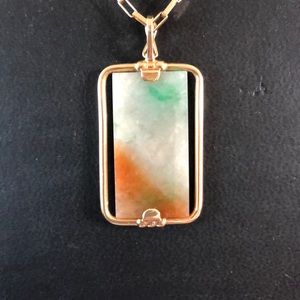 Pendant/Enhancer -- Vintage Tri-Color Jadeite Jade